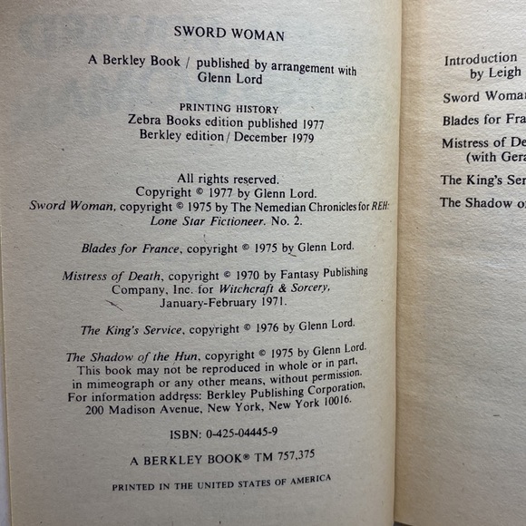 Sword Woman by Robert E. Howard Fantasy 1979 Berkley Softcover Book Vintage - Picture 5 of 11